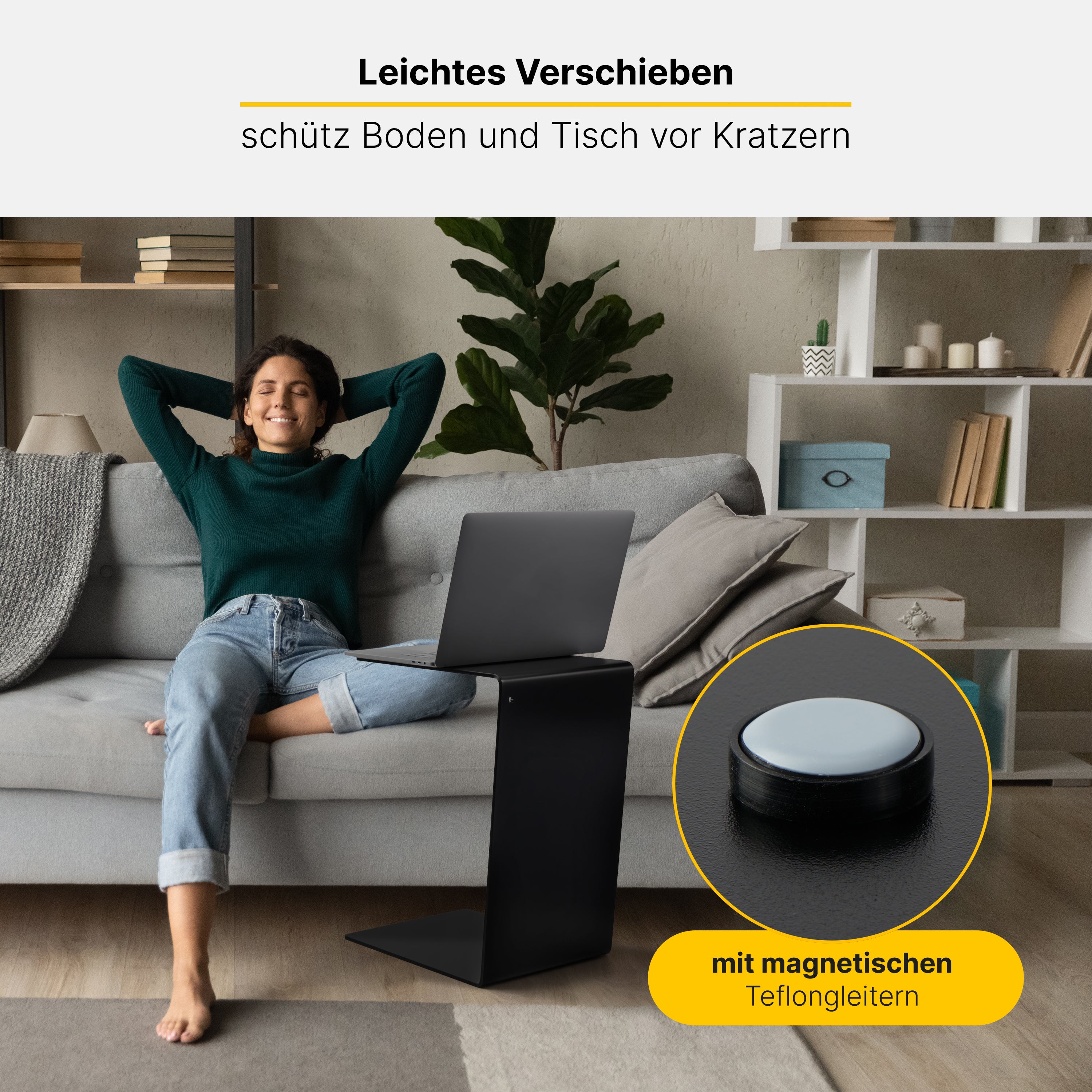 Magnetische Teflon-Gleiter für Beistelltische (4 Stück)