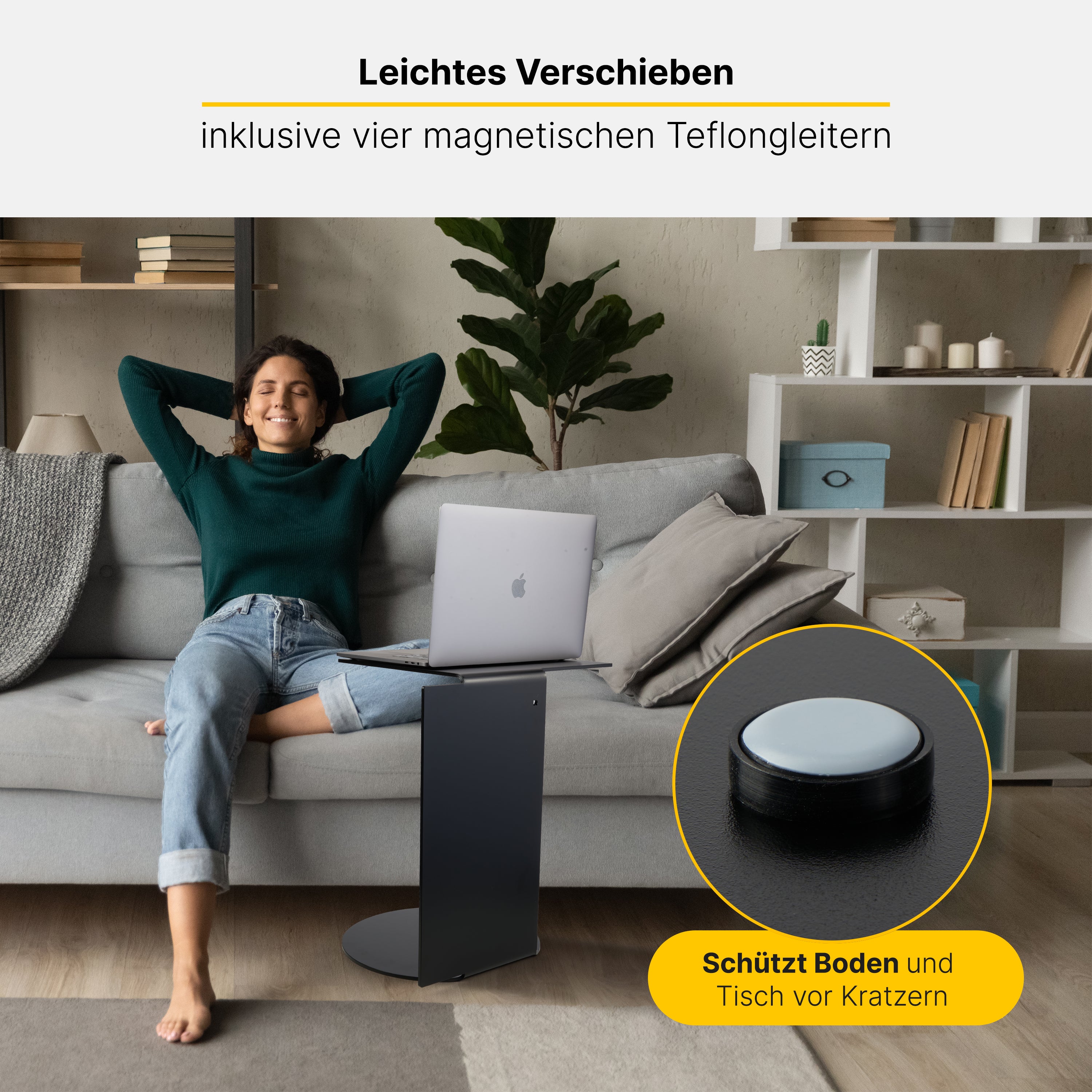 Magnetische Teflon-Gleiter für Beistelltische (4 Stück)